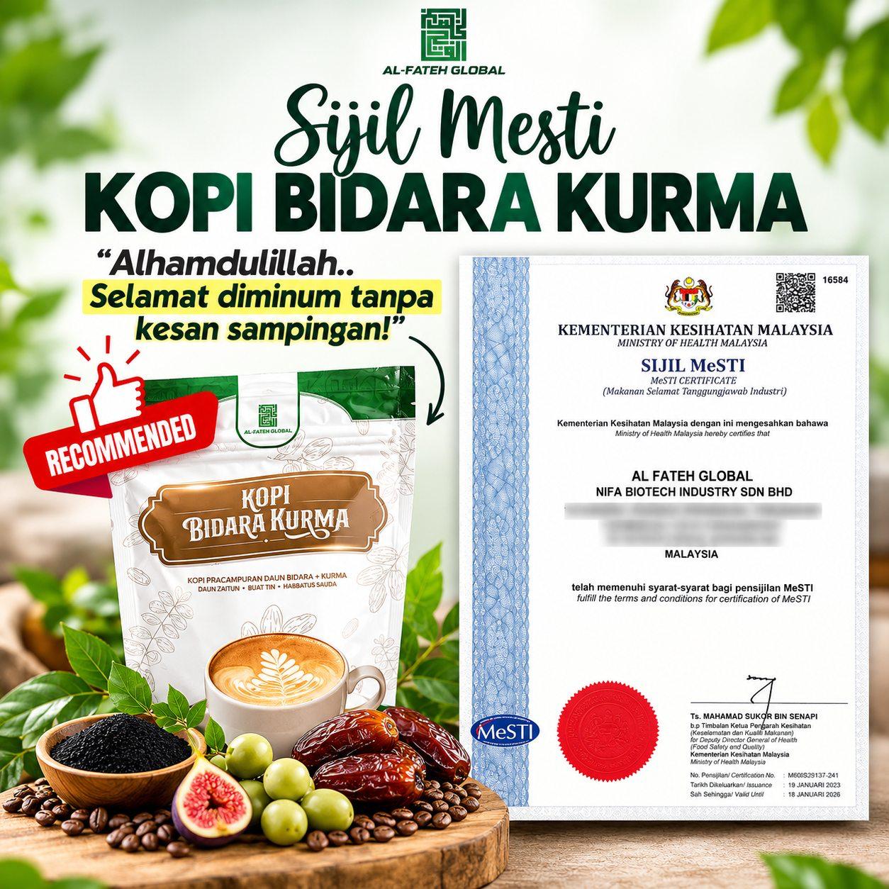 Sijil MeSTI Kopi Bidara Kurma